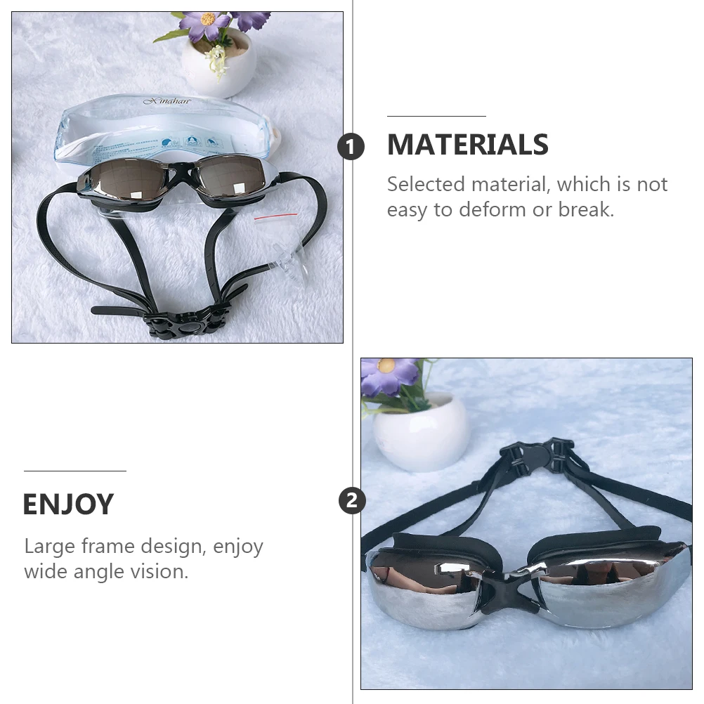 

1 Pair Anti-Fog Myopia Swim Goggles with Silicone Strap Comfortable Swim Glasses for Adults