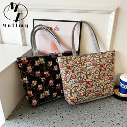 Bolso de mano de lona con estampado de rayas para mujer, bandolera Retro de diseñador informal, de gran capacidad, para viaje, 2023