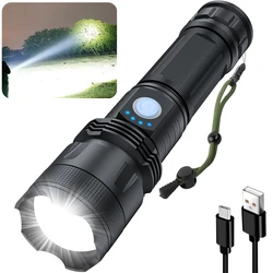 Powerful Rechargeable LED Flashlights 100000 Lumens Flashlight Brightest Zoomable 5 Modes Handheld Flash Light for Camping