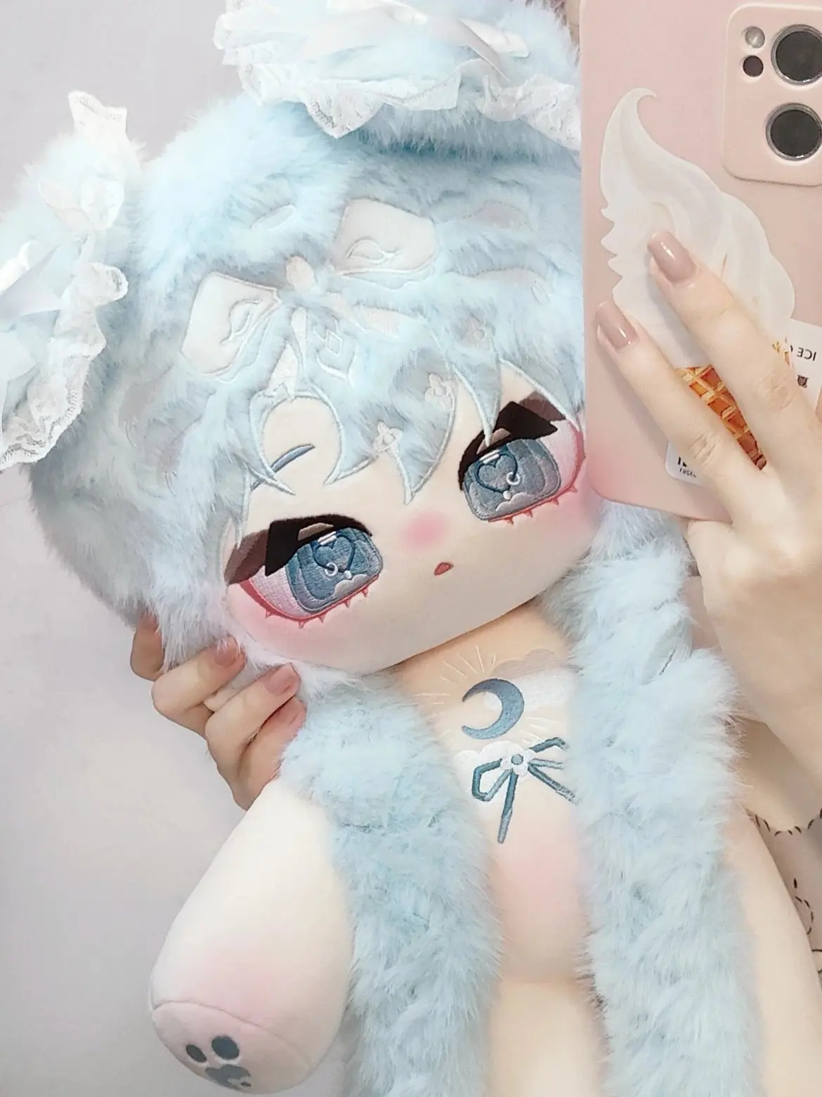 60cm Anime Blue Long Hair  Zhi Lan Angel Princess Fairy Girl Stuffed Long legs Plushies Plush Cotton Doll Body Toy For Kids Gift