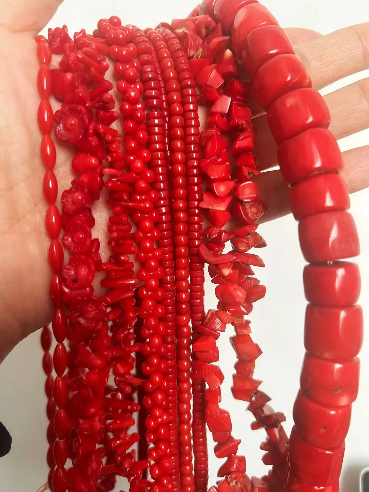 Different Shapes Natural Sea Bammboo Red Coral Jewelry Making Beads 15inch