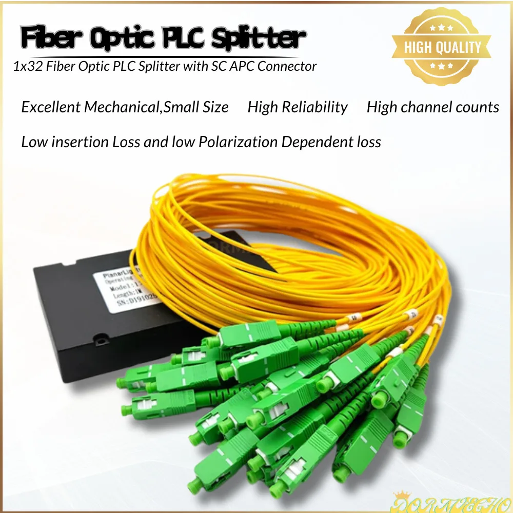 

1X32 Optical Fiber PLC Splitter Box 2.0mm Fiber Optic Pigtails With SC APC Connector Singlemode Optical Splitter Free Shipping