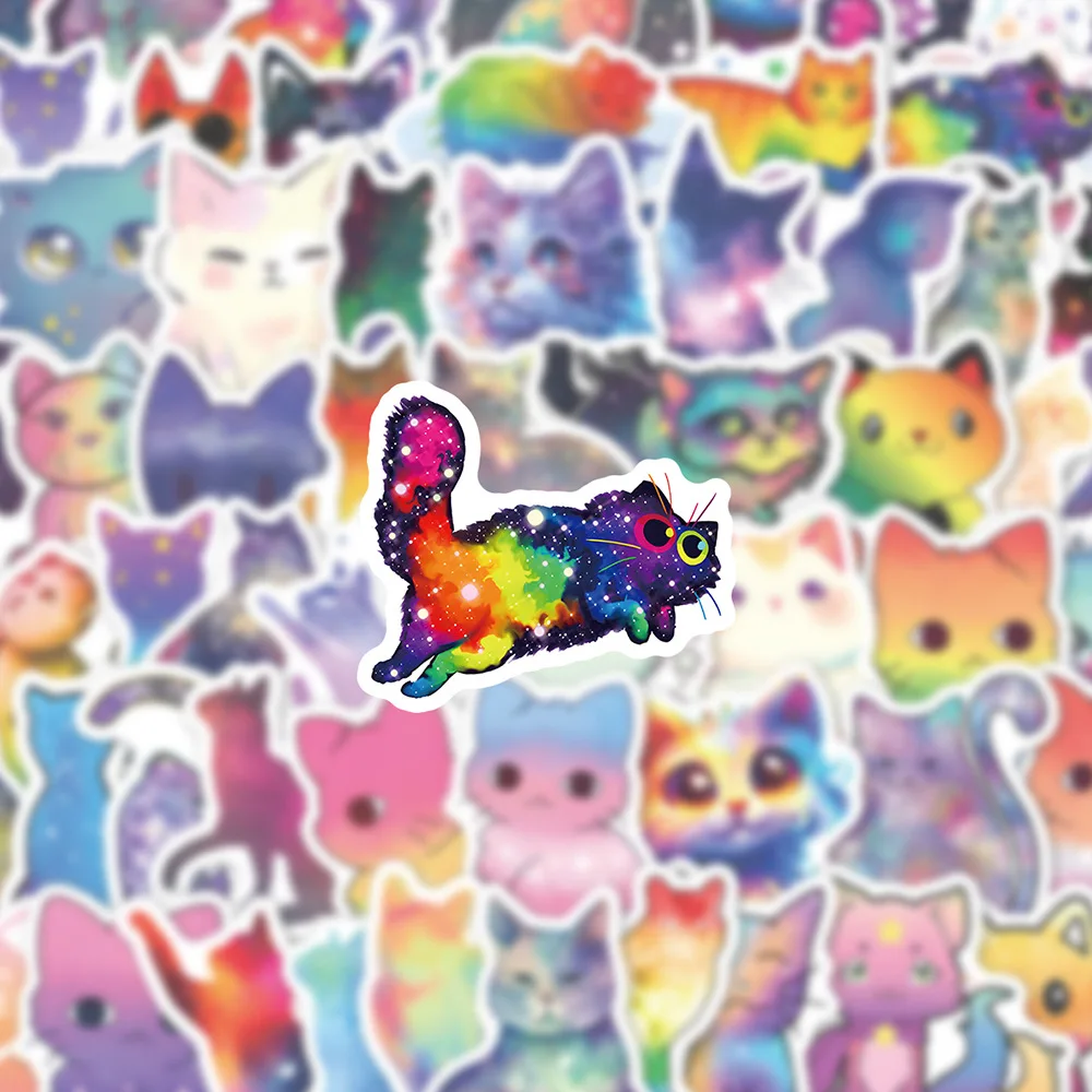 10/30/60PCS Color Star Cat Animal Sticker DIY Phone Laptop Luggage Skateboard Graffiti Decals Fun for Kid Gift