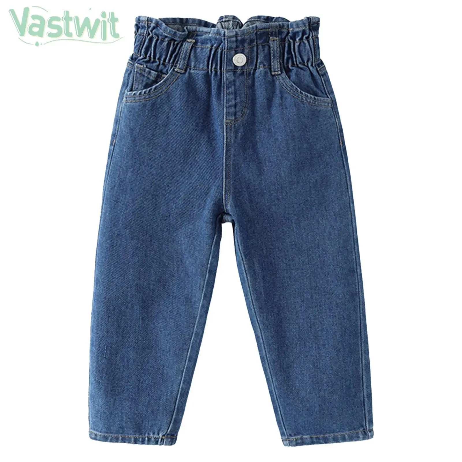 

Little Girls Spring Autumn Fashion Casual Comfortable Jeans Pants Elastic Waist Denim Trouser Daily School Party Holiday Wear
