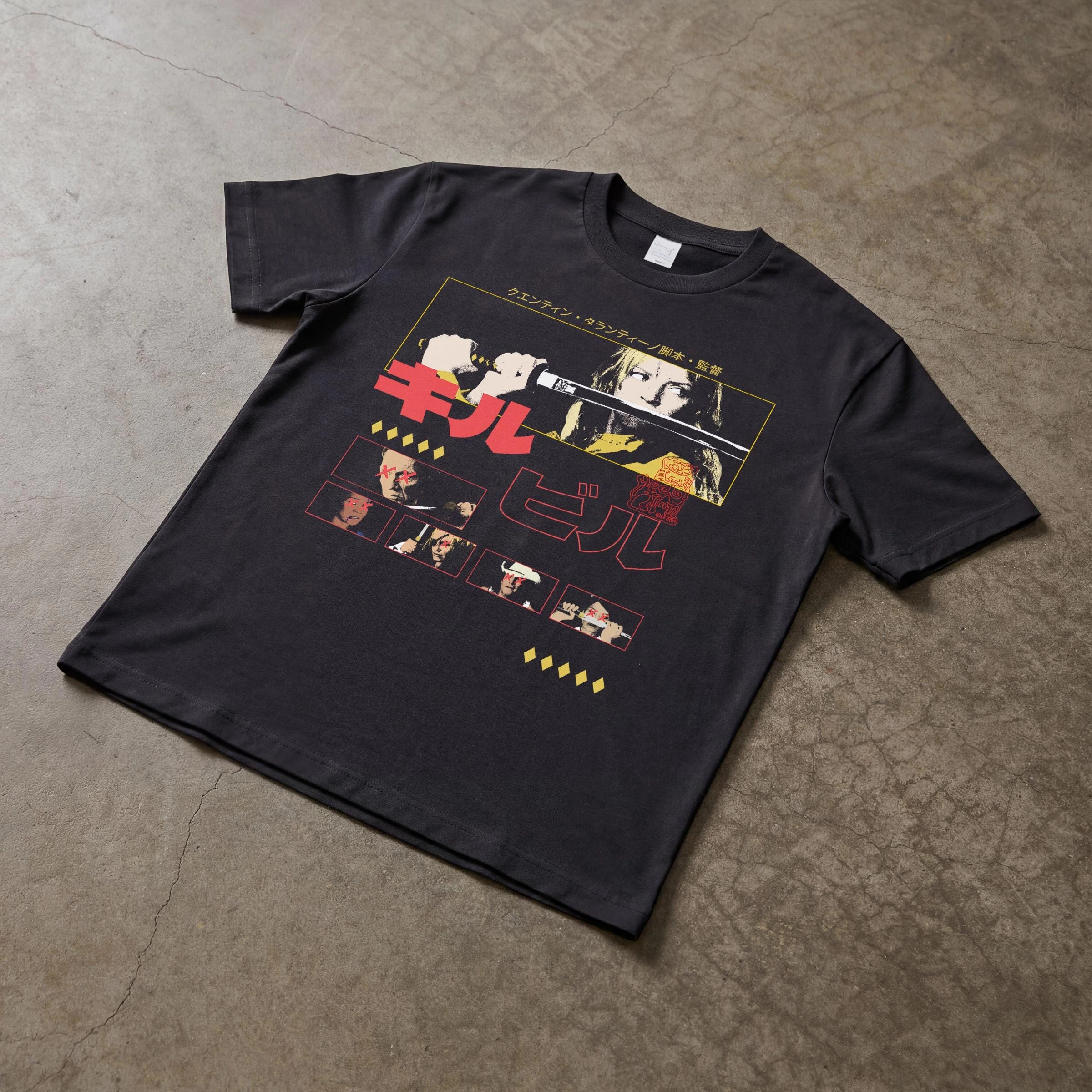 大人気！映画「ビル」のプリントtシャツ。ユニセックスで、レトロな日本のタランティーノ映画のデザイン。男女兼用で、普段使いにぴったりのカジュアルtシャツ。