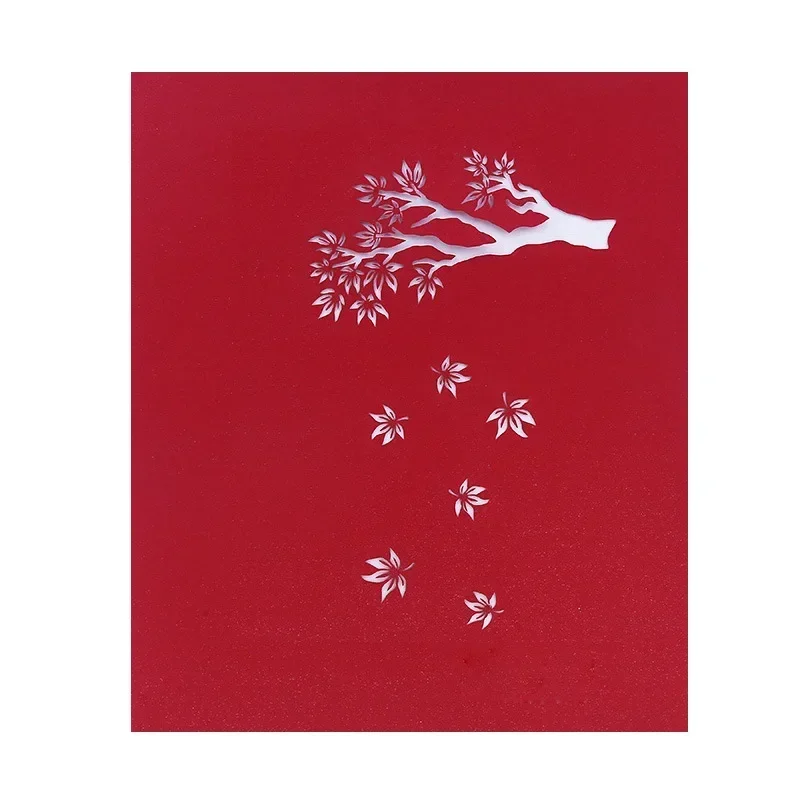 1 pcs Birthday Blessing Card Creative Gift Red Maple Leaf 3D Card  thank you card  gift