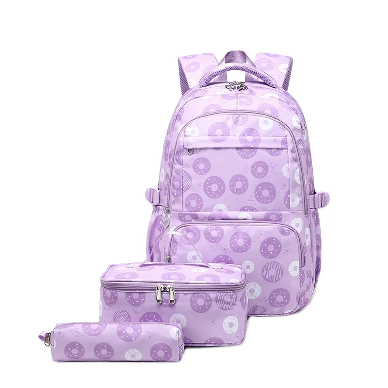 Mochila escolar de nailon para niños y adolescentes, morral escolar de lujo con estuche para lápices, lonchera con estampado de libros, 2023, 3 unidades por juego