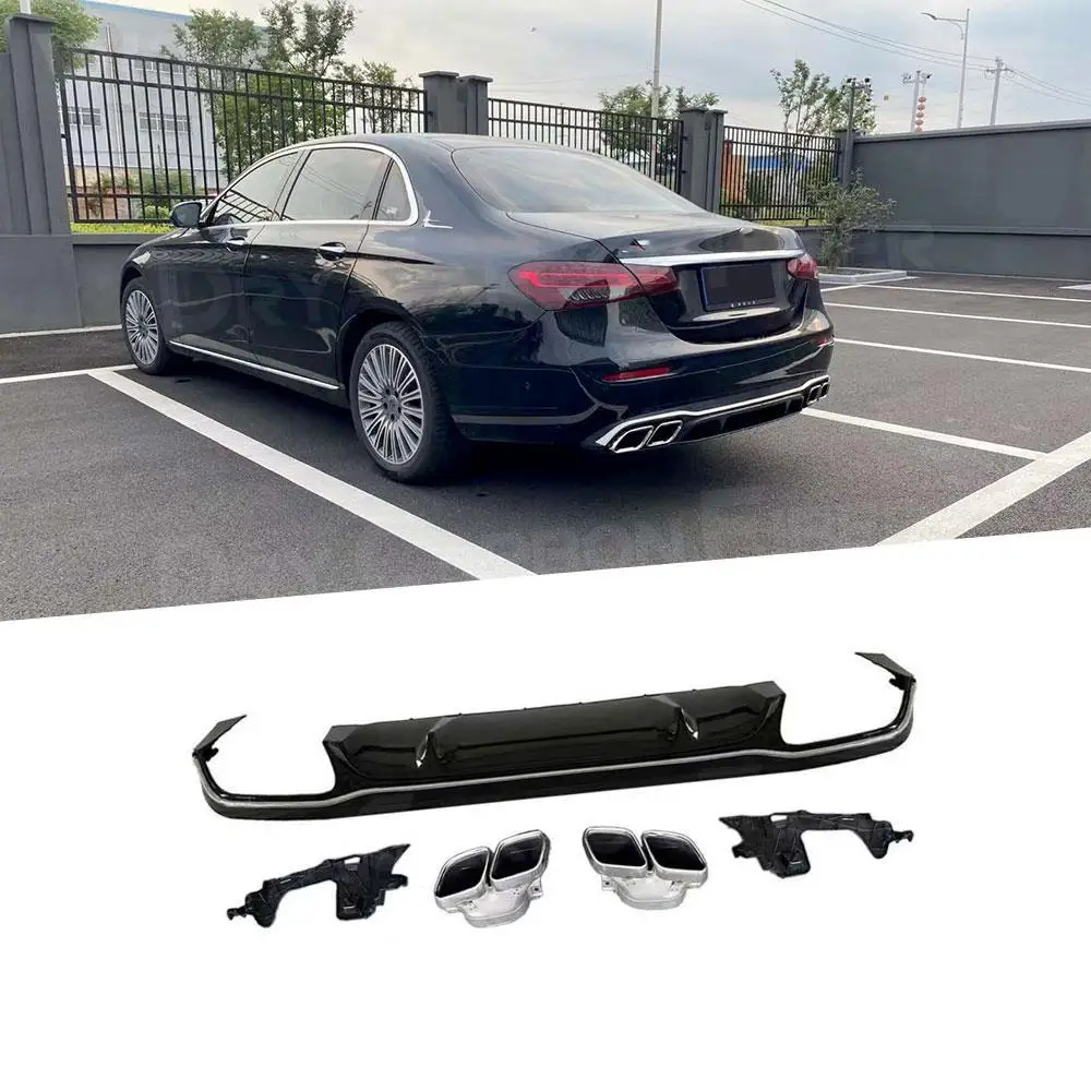 

Rear Bumper Lip Diffuser with Exhaust Tips for Mercedes Benz E Class W213 E300 Standard 2016 - 2021 + Not For AMG Style