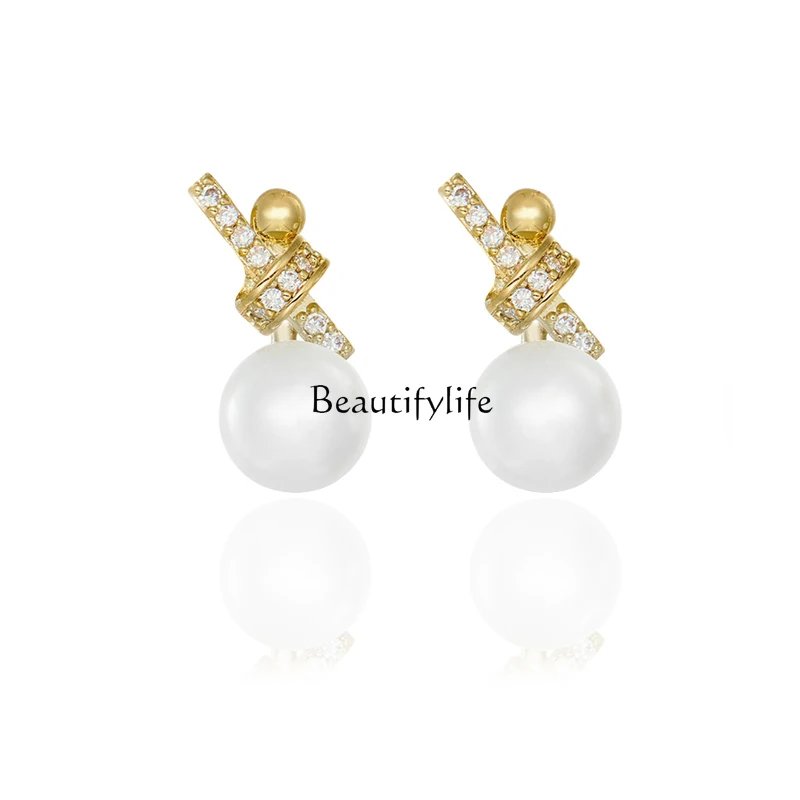 

925 Sterling Silver Pearl Earrings New Versatile Temperament Earrings