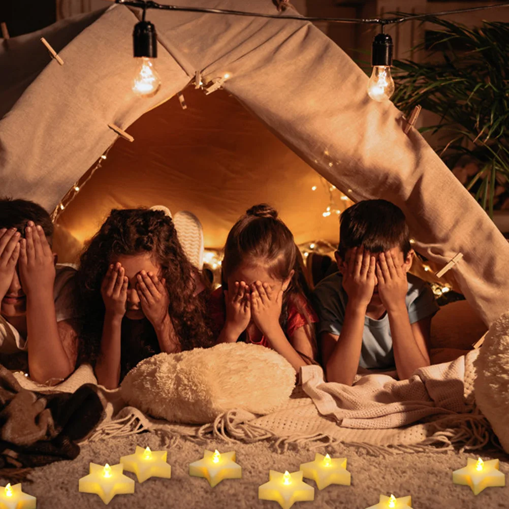 12pcs Led Electronic Lamp Warm White Plastic Fake Tea Wax For Christmas Party Decor Flameless Electric