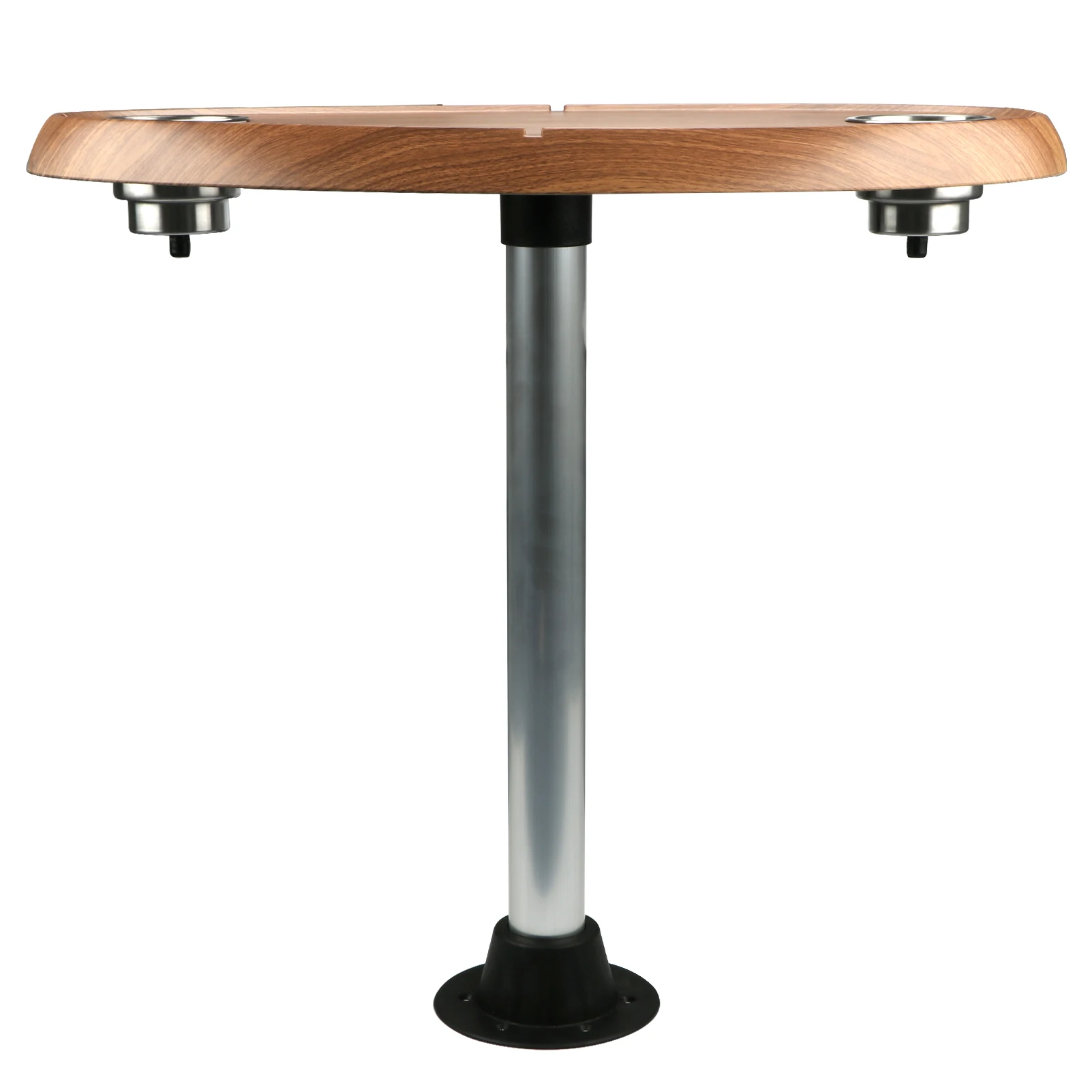 Oval Shape Boat Table Leg Set Pontoon Boat Acc Pedestal Table Extra Large Removable Table Built in Cup Holders (Silver Fringe)