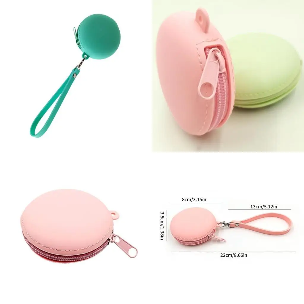 

D46D Round Coin Purse Headphone Storage Bag Earphone Coin with Zipper