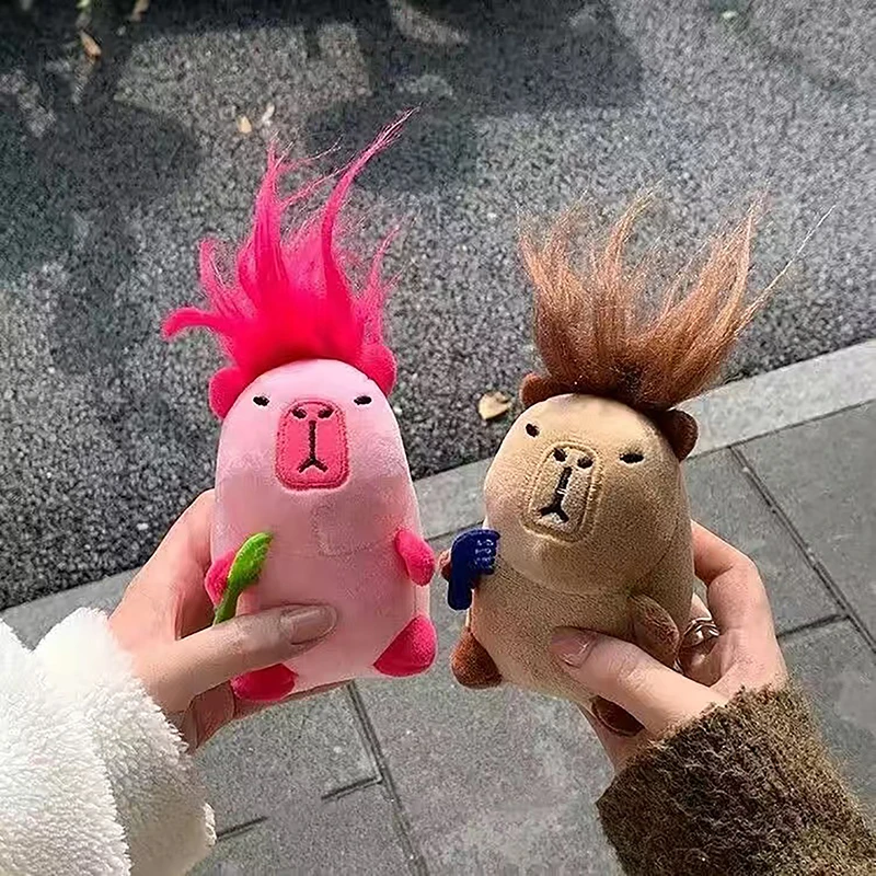 Creative Cute Capybara Plush Keychain Soft Stuffed Animal Doll Keyring Car Charms Backpack Pendant Decoration Accessories Gifts