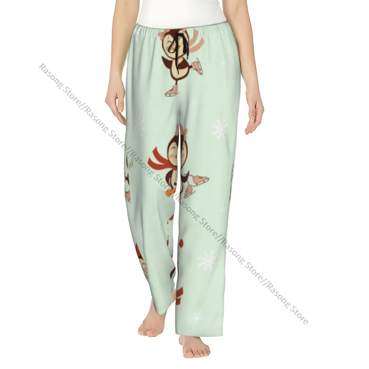 

Пижамные штаны для женщин, милый зимний комплект с пингвинами, штаны для сна, домашняя одежда для дома