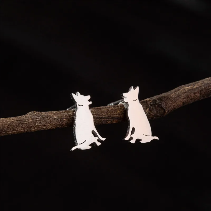 Fashion Mini Stainless Steel Animal Earring Cartoon Bulldog Corgi Sausage Dog Stud Earrings for Women Men Piercing Ear Jewelry
