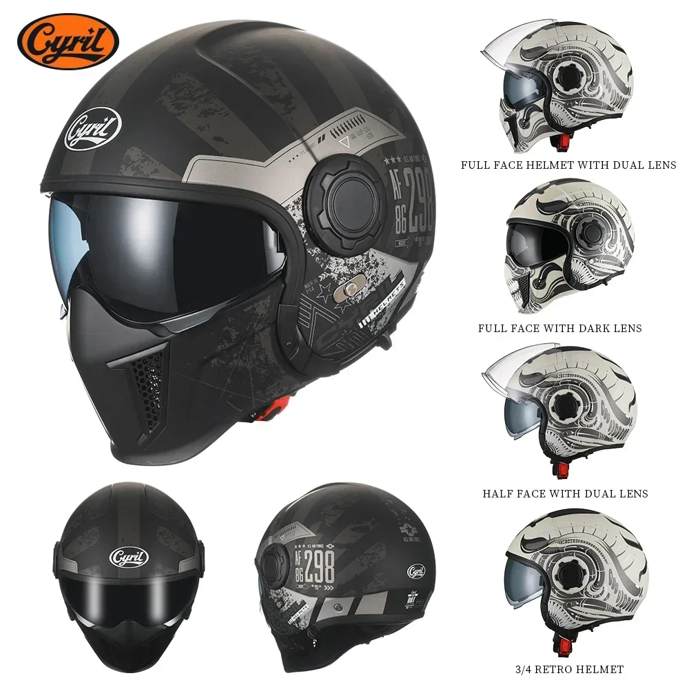 Modular Motorcycle Helmet Full Face Helmet Open Face Helmet Double Lens DOT ECE APPROVED OP12A Man Woman Retro Moto Helmets