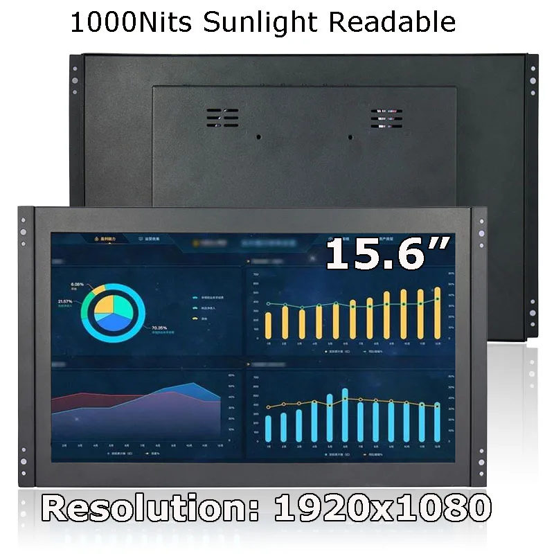 

1000 Nits 15.6 Inch 1920x1080 Open Frame Resistive/Capacitive Touch screen Monitor With VGA HDMI For Kiosk/Industrial Machine