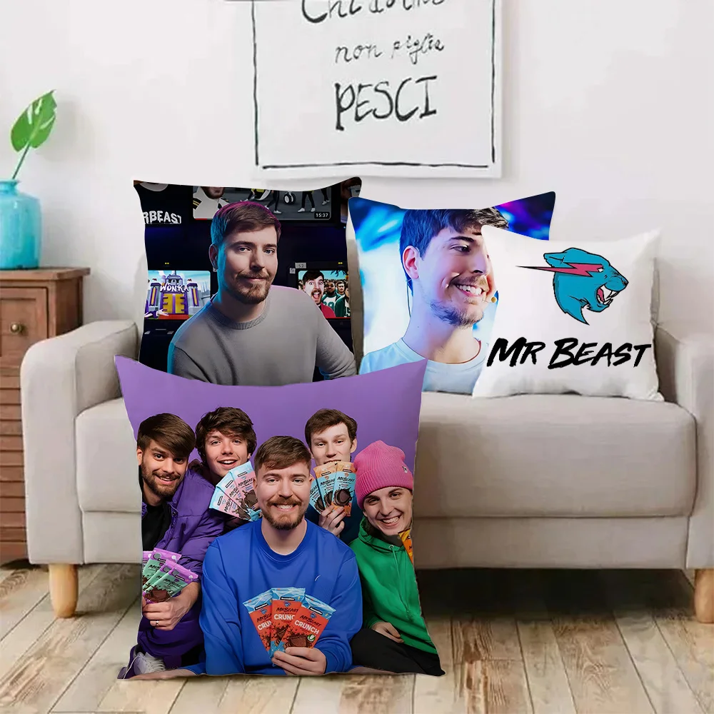 Mr Gaming Beast Game Square Pillow Covers Cartoon Sofa Decorative Home Double-sided Printing Short Plush Cute Cushion Cover