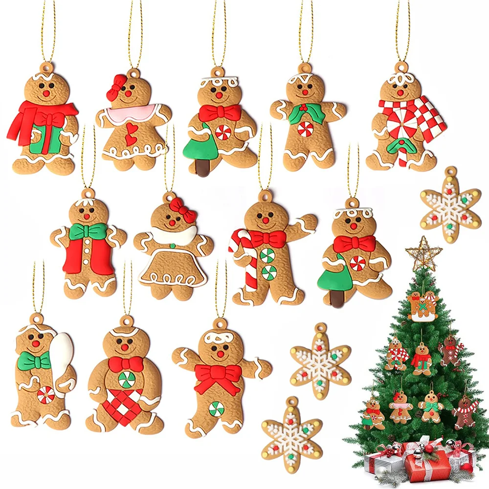 

Gingerbread Man Christmas Ornaments Christmas Tree Decoration Set Xmas Tree Rustic Candy Cane Holiday Decorations