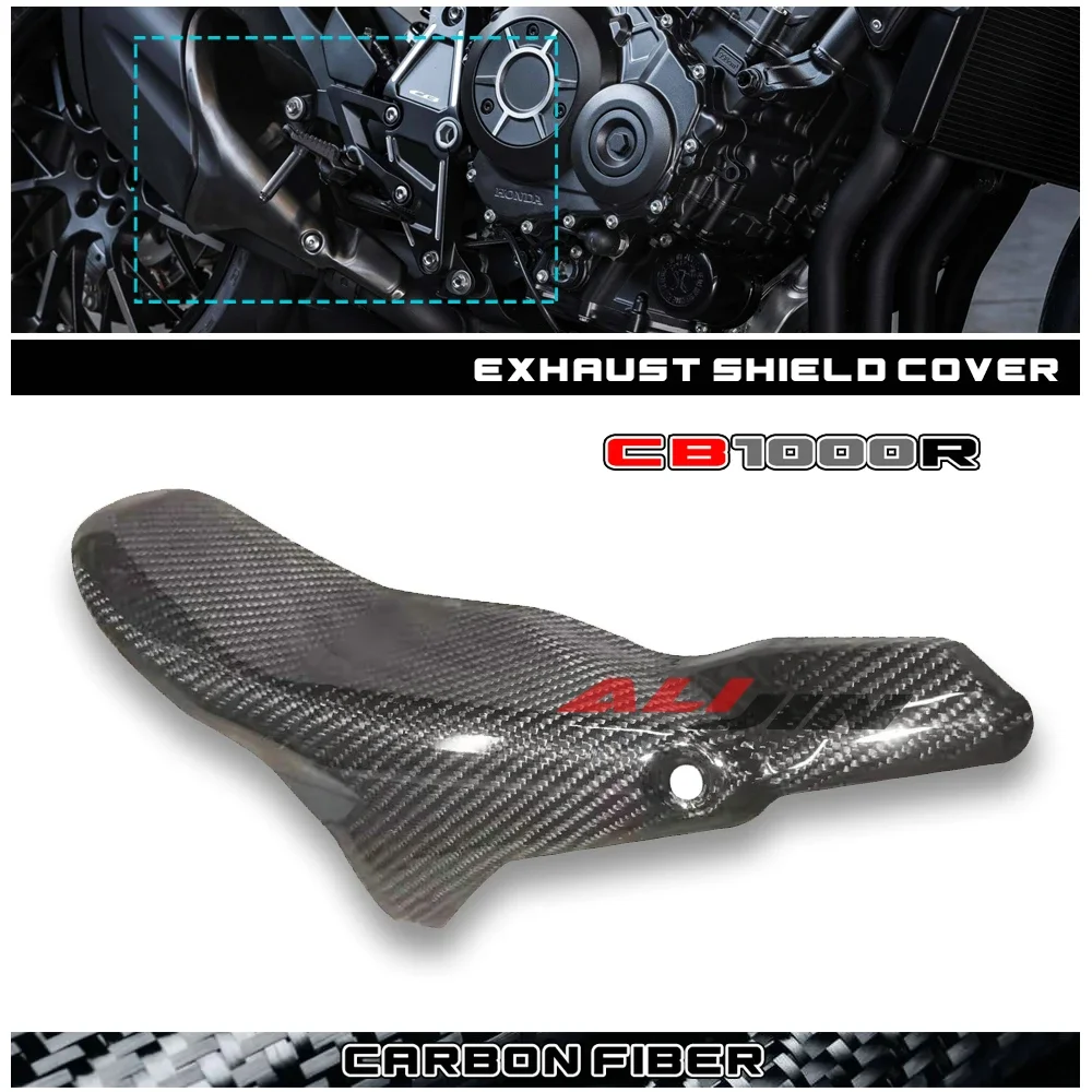 

100% Real Carbon fiber Exhaust Pipe Shield Heat Side Cover Motorcycle Fairing Cowling Panel For HONDA CB1000R 2018-2023 2022