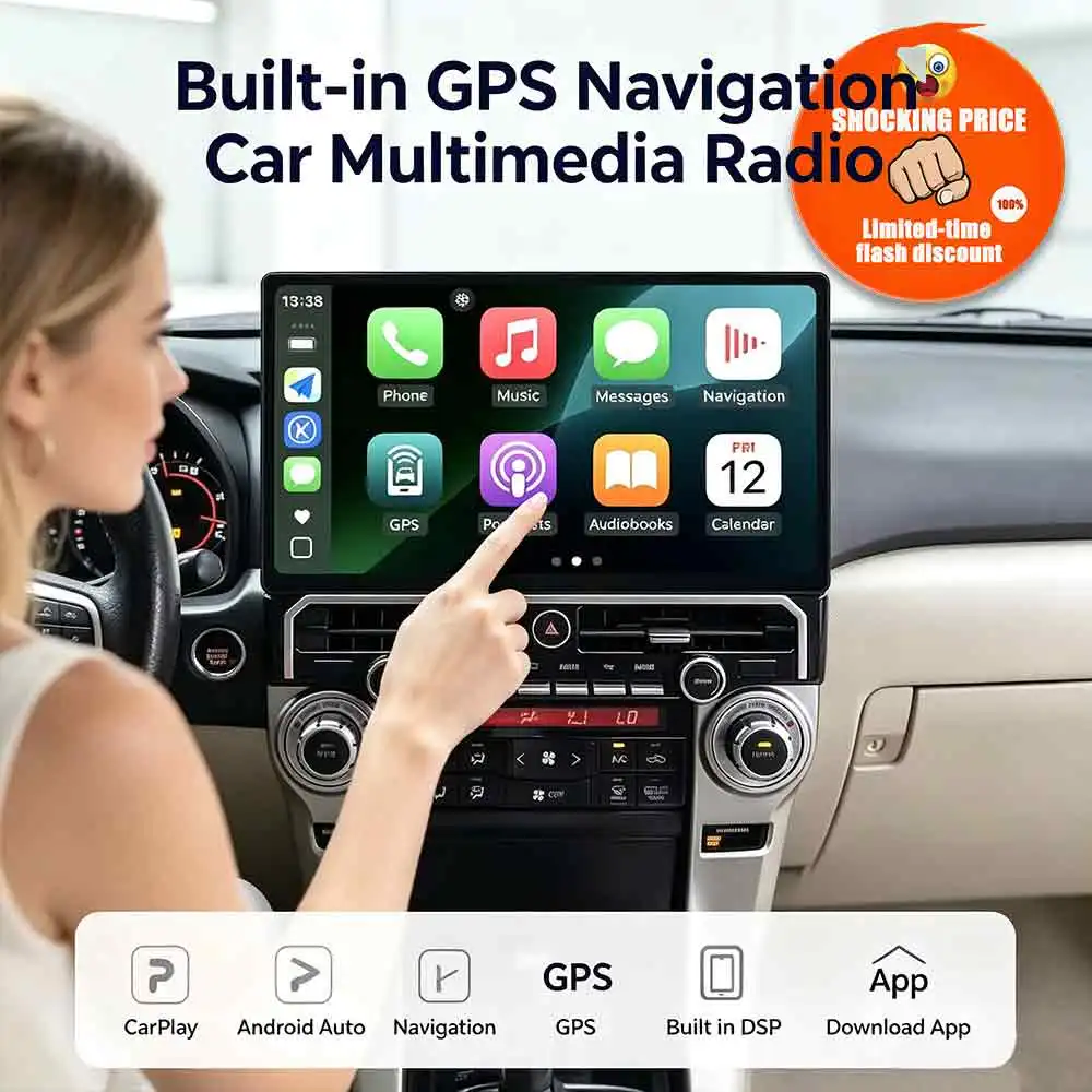 LE For Toyota 4Runner 2009 2010‑2022 15.6 Inch HD Touch Wireless Carplay Android Auto GPS Navigation Car Radio Multimedia Player