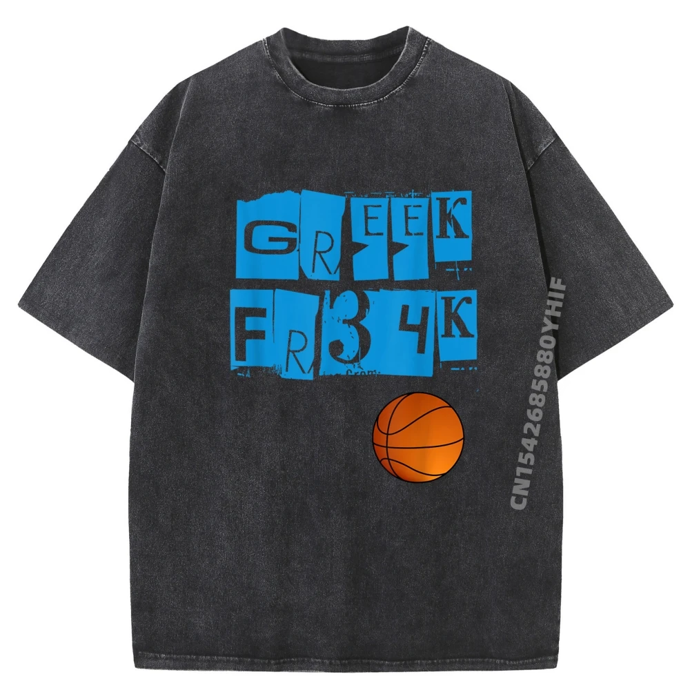 

Greek Fr34k Basketball Future Legend All Star Graphic Tshirt Mens Designer Clothes High Quality Washed Shirt