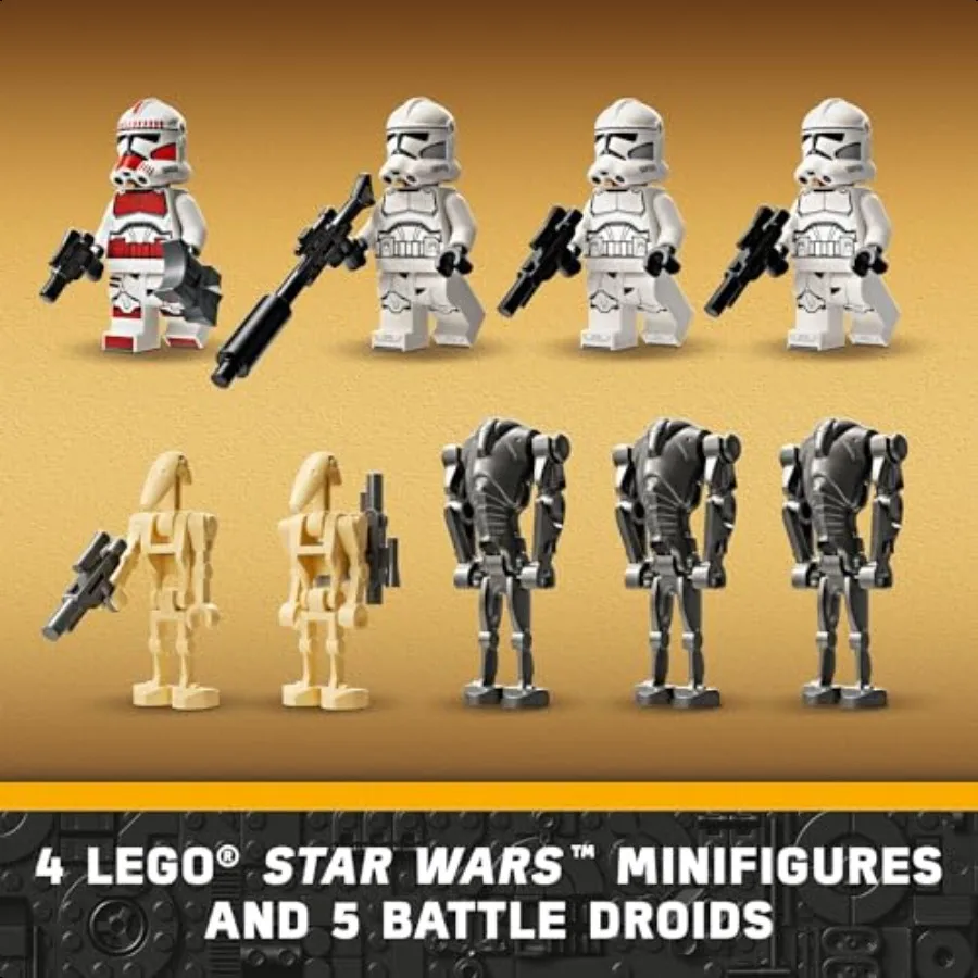 Zestaw Battle Pack: Klonowy Trooper, Droid Bojowy, Składany Speeder Bike, TriDroid i Obrończa Brama, Kolekcjonerski Prezent