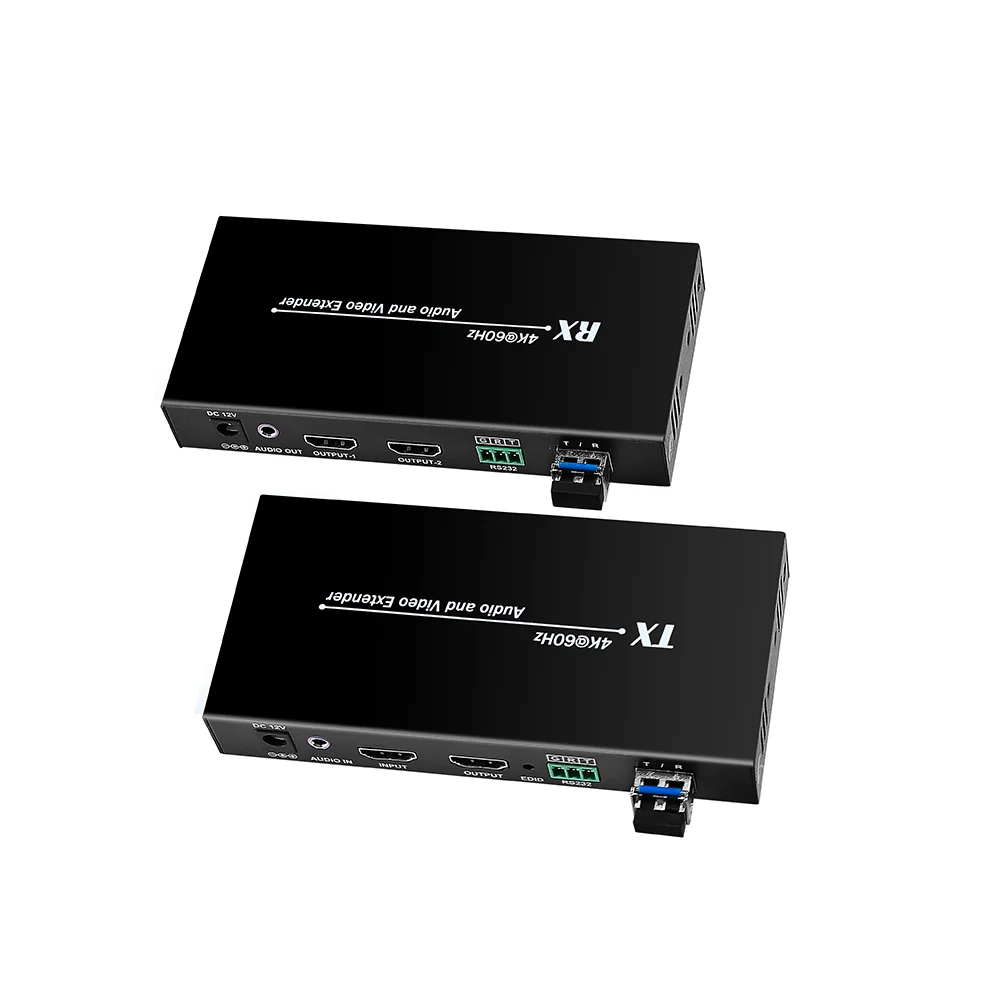 New Optical Transmitter Receiver Support RS232 3D EDID 2-10KM Transmission HD Video Fibre Optic Extender 4K@60Hz