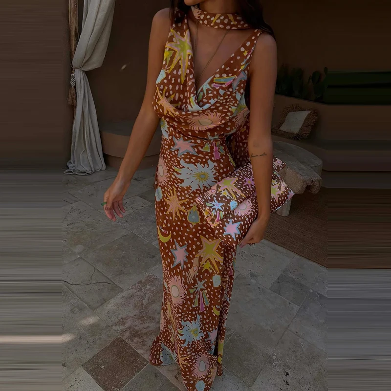 Female Casual Beach Loose Fit Long Dress Vacation Yacht Party Bohemian Dress Starfish Print Thin 2026 New Summer Dress Vestidos