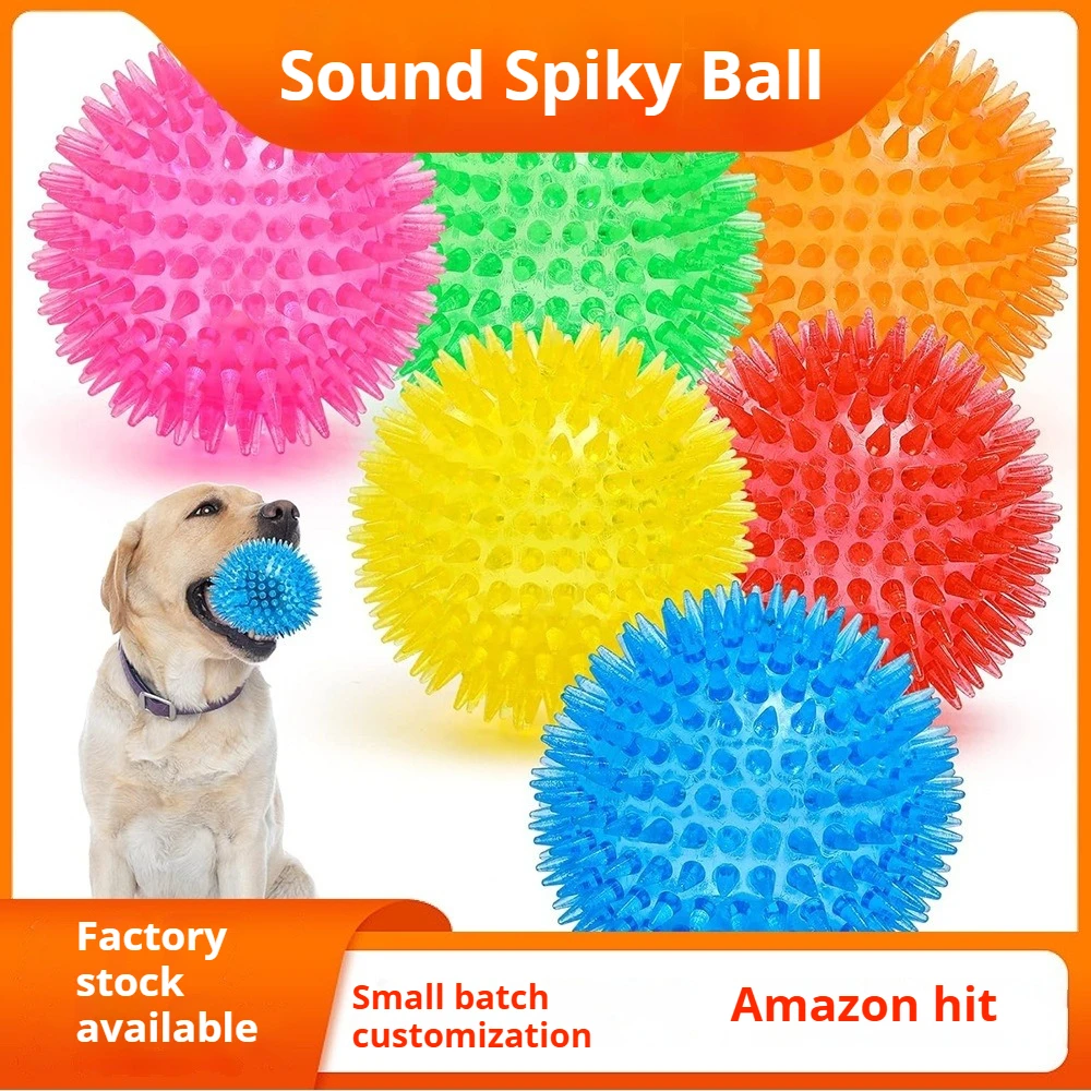 Glowing Jumping Spiny Ball Cleaning Pet Teeth Pet Glow Toy Ball Bite Resistant Stretchy Sting Dog Teething Cat Interactive Toys