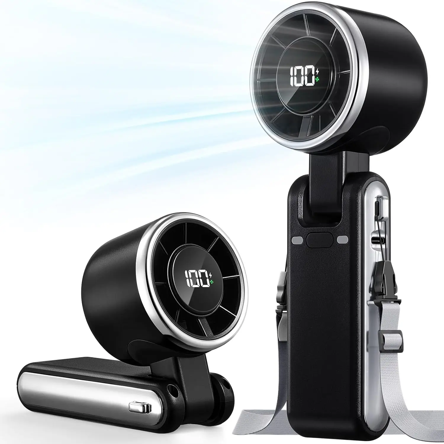 

Portable Handheld Turbo Fan 5 Speeds 4000mAh Rechargeable Mini Personal Fan with Cold Air for Travel Beach Vacation Gifts for