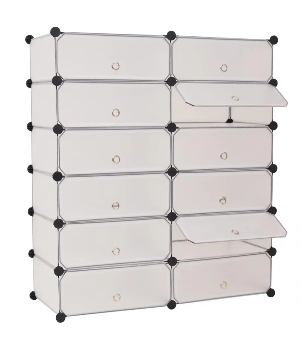 12-compartment White stackable shoe rack and shoe organizer