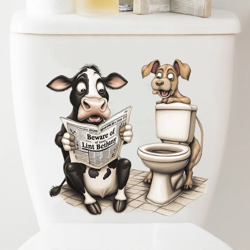 

Creative Cow Puppy Bathroom Toilet Sticker Bathroom Toilet Cover Sticker Wall Stickers Wc Waterproof For Home Decoration M1290