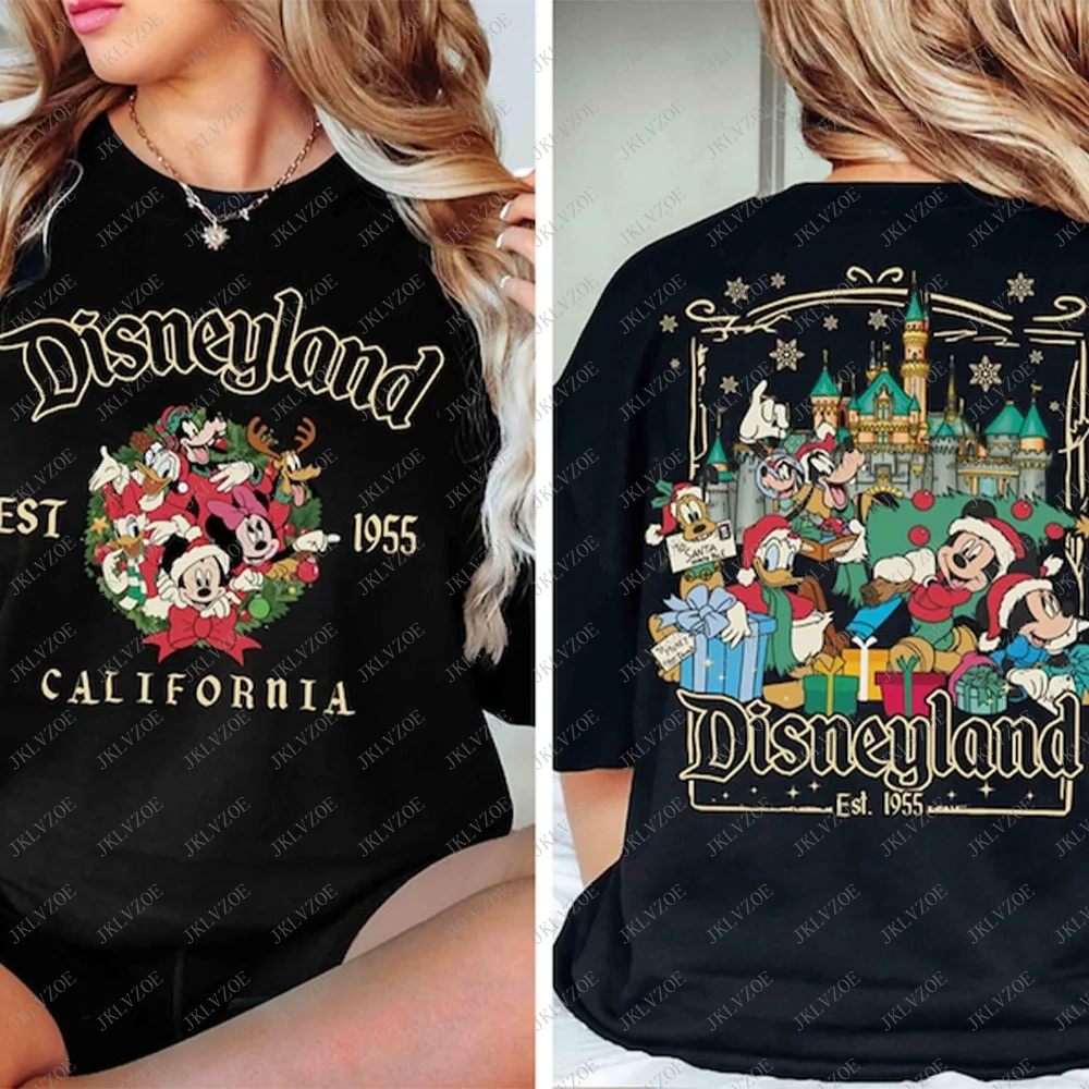 ديزني لاند ميكي عيد الميلاد الفتيات تي شيرت ميني رحلة مرح حفلة ديزني الأسرة هوديي البلوز أفضل هدية الخريف الشتاء Pullove #2