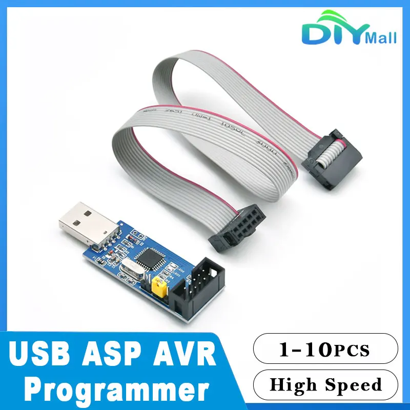 Высокоскоростной USB-программатор ASP AVR для 51 микроконтроллеров ATMega8 ATMega16 ATMega32 с бесплатным кабелем Высокоскоростной USB-программатор ASP AVR для 51 микроконтроллеров ATMega8 ATMega16 ATMega32 с бесплатным кабелем