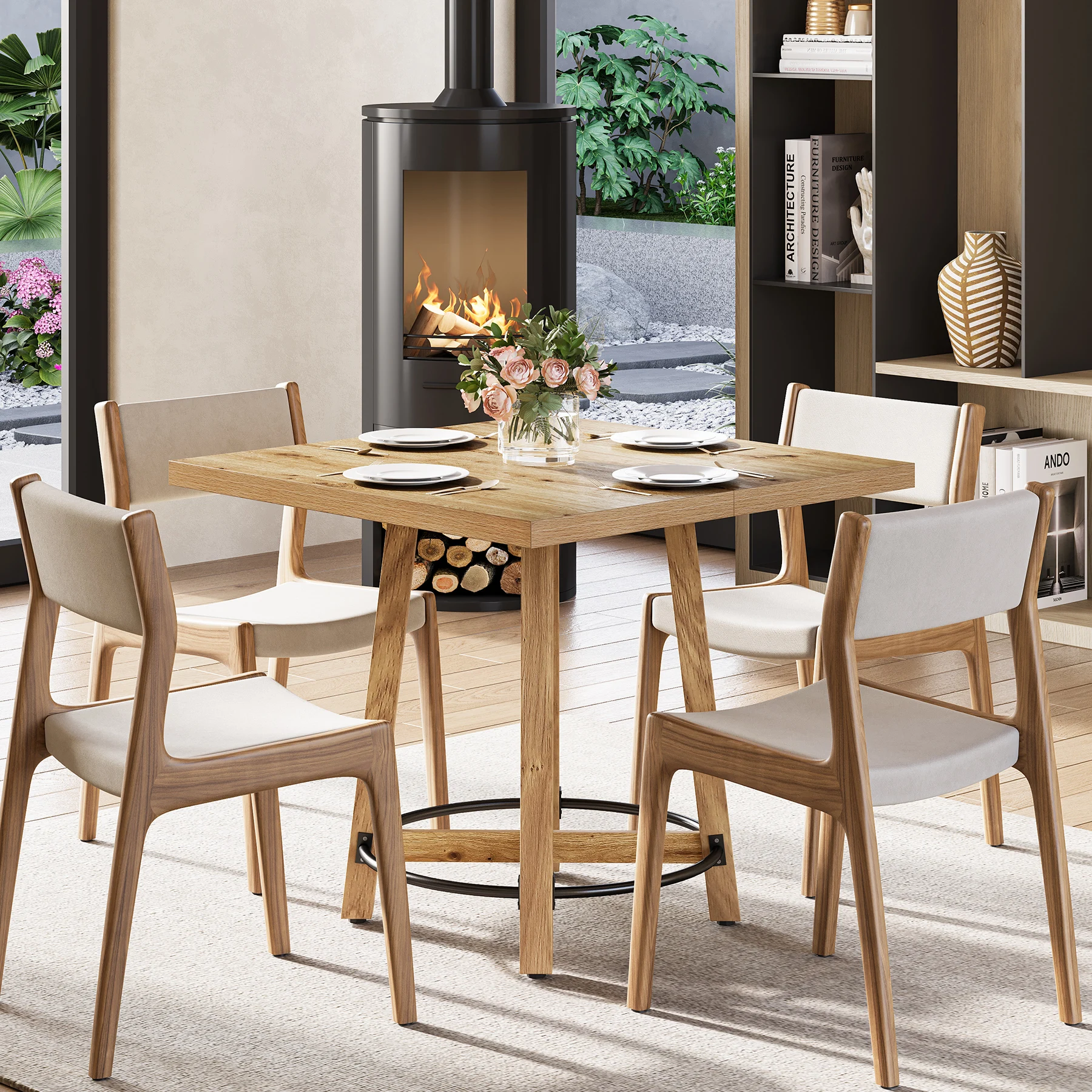 Tribesigns 31.5 Inch Modern Dining Table, Square Kitchen Table for Small Space, Perfect for 2-4 People, Mid-Century Modern Style