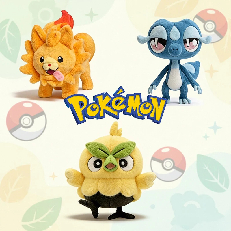 Anime 10th Pokemon Kawaii Gecqua Browt Pombon Plush Doll Toys Cute Pikachu Cartoon Piplup Toys for Kids Cartoon Christmas Gift