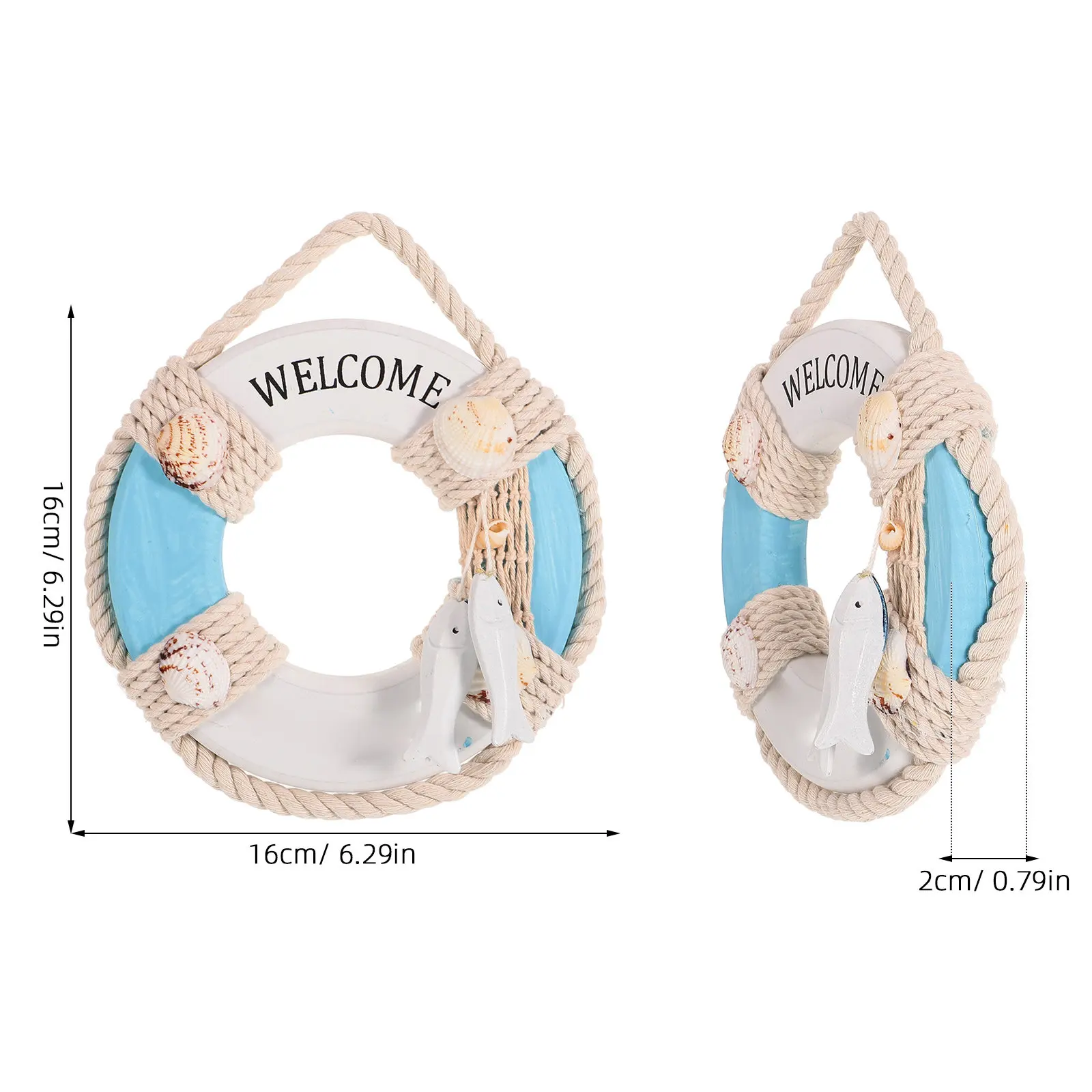 Nautical Wooden Life Buoy Hanging Decoration Exquisite Craftsmanship Weather Resistant Fade Proof
