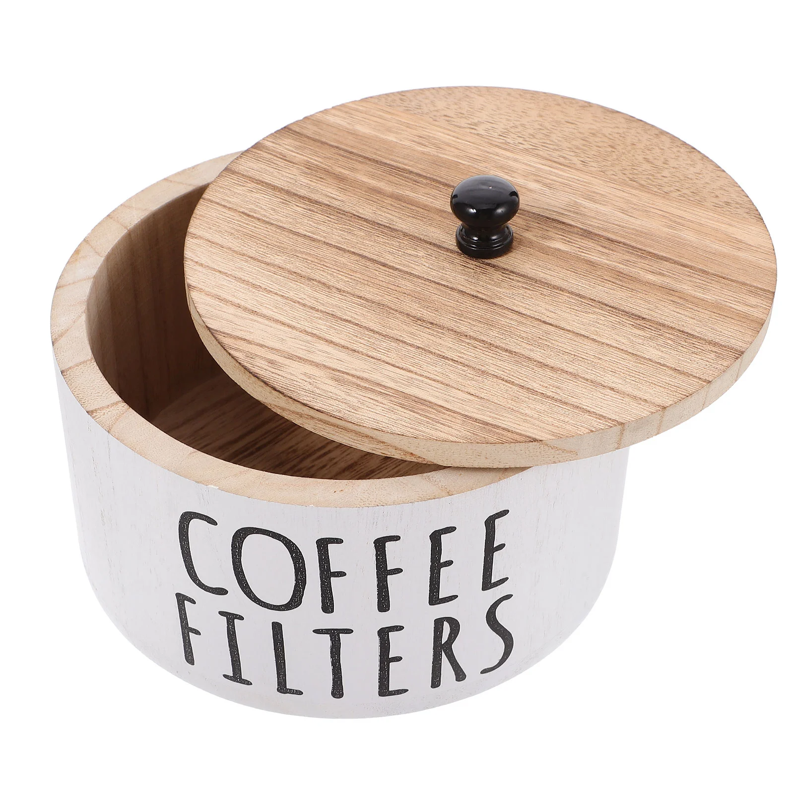 Wooden Coffee Filter Storage Container With Lid Rustic Coffee Filter Holder For Countertop Farmhouse Coffee Bar Accessories For