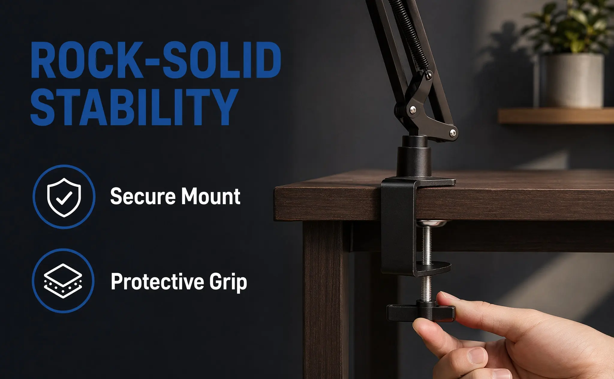Premium Metal Table C-Shape Clamp Adjustable Desk Cantilever Bracket Ideal for Microphone Mounting Studio Stage Protection