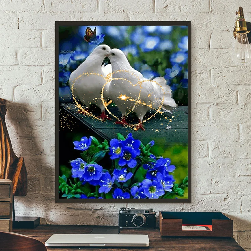 animals DIY 5D Diamond Painting Kits  Full Drill couple pigeons Diamond Mosaic hand inlaid Rhinestone Embroidery Home Decor