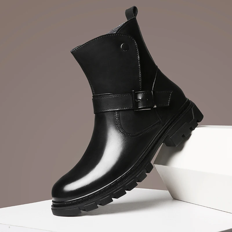Men's Outdoor Casual Fashion First-Layer Cowhide Large Size Single Shoes Men's Short Boots