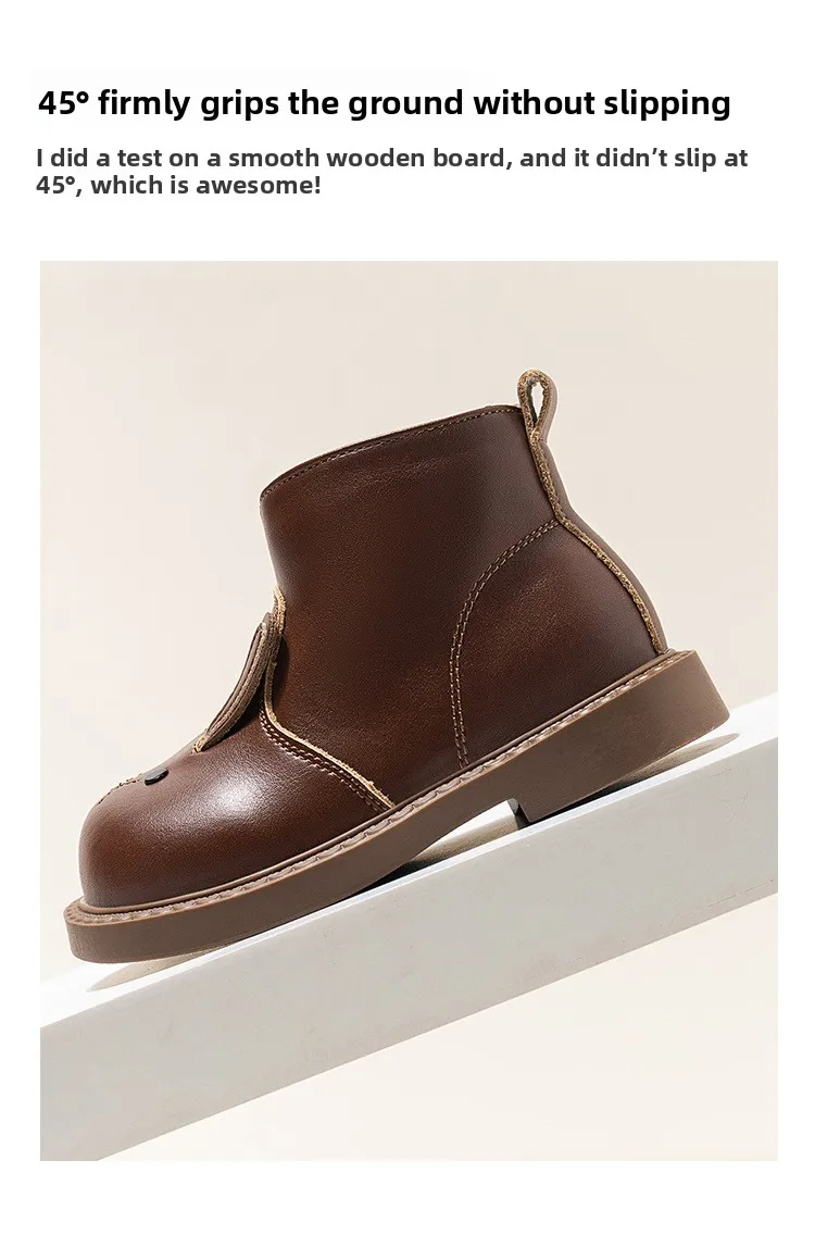 206 Cartoon-Kaninchen-Baby-Stiefeletten für Mädchen im England-Stil, niedliche Hasen-Winterstiefel mit niedrigem Absatz für Kinder und Mädchen – Detail 11