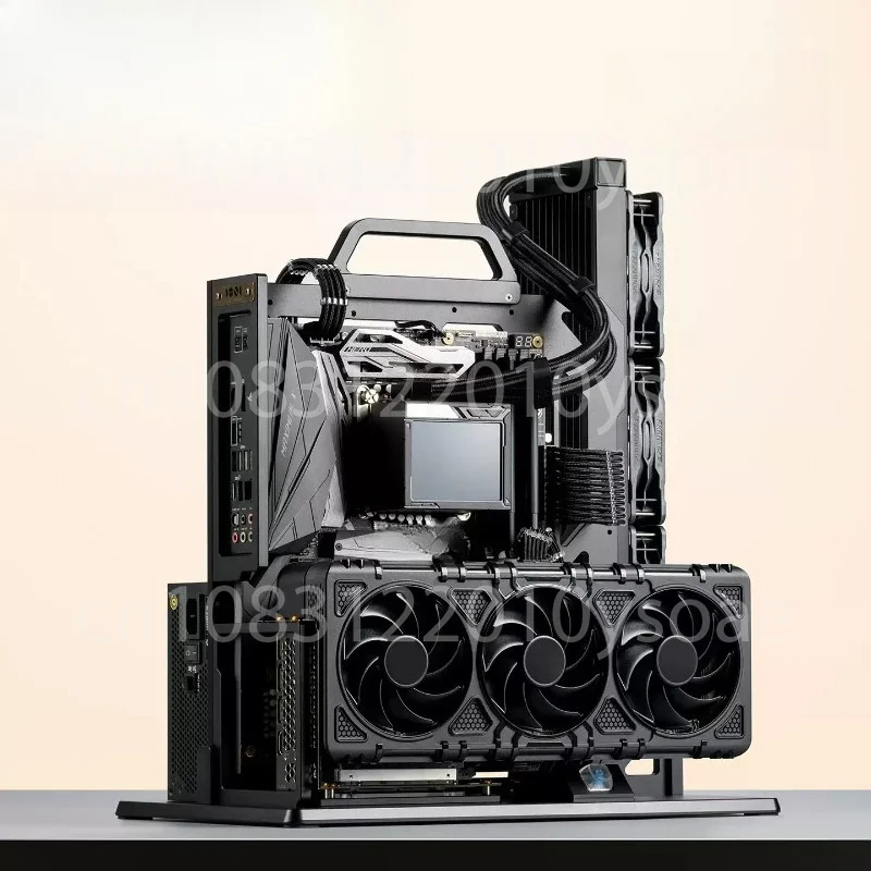 Mini  Aluminum Computer Case Portable Vertical Desktop Open Frame Rack Box Support