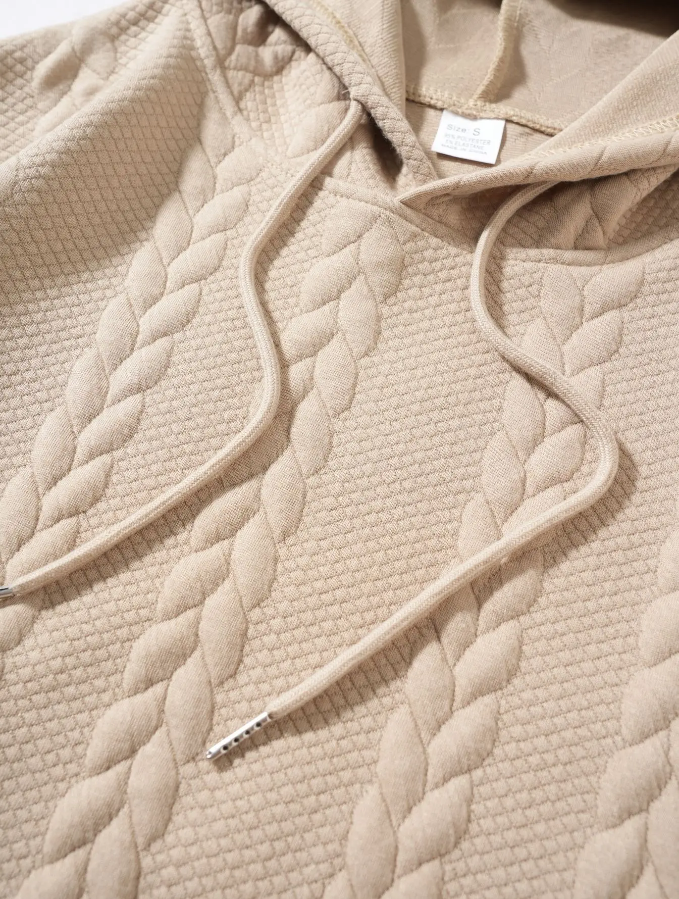 Herren Zweiteiliges Set aus Jacquard-Stoff: Kapuzenpullover mit Kordelzug und Weite Hose, Weiche Freizeitkleidung für Zuhause, Vielseitige Alltagskleidung für Männer – Detail 8