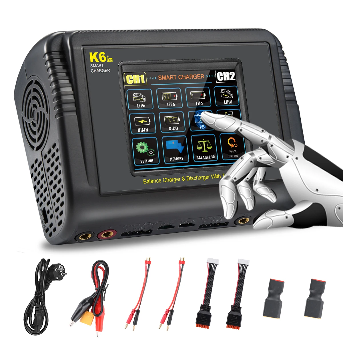 HTRC K6+Pro Lipo Battery Charger DC 400W AC 200W Charger Discharger For LiHV LiFe Li-lon NiCd NiMh P