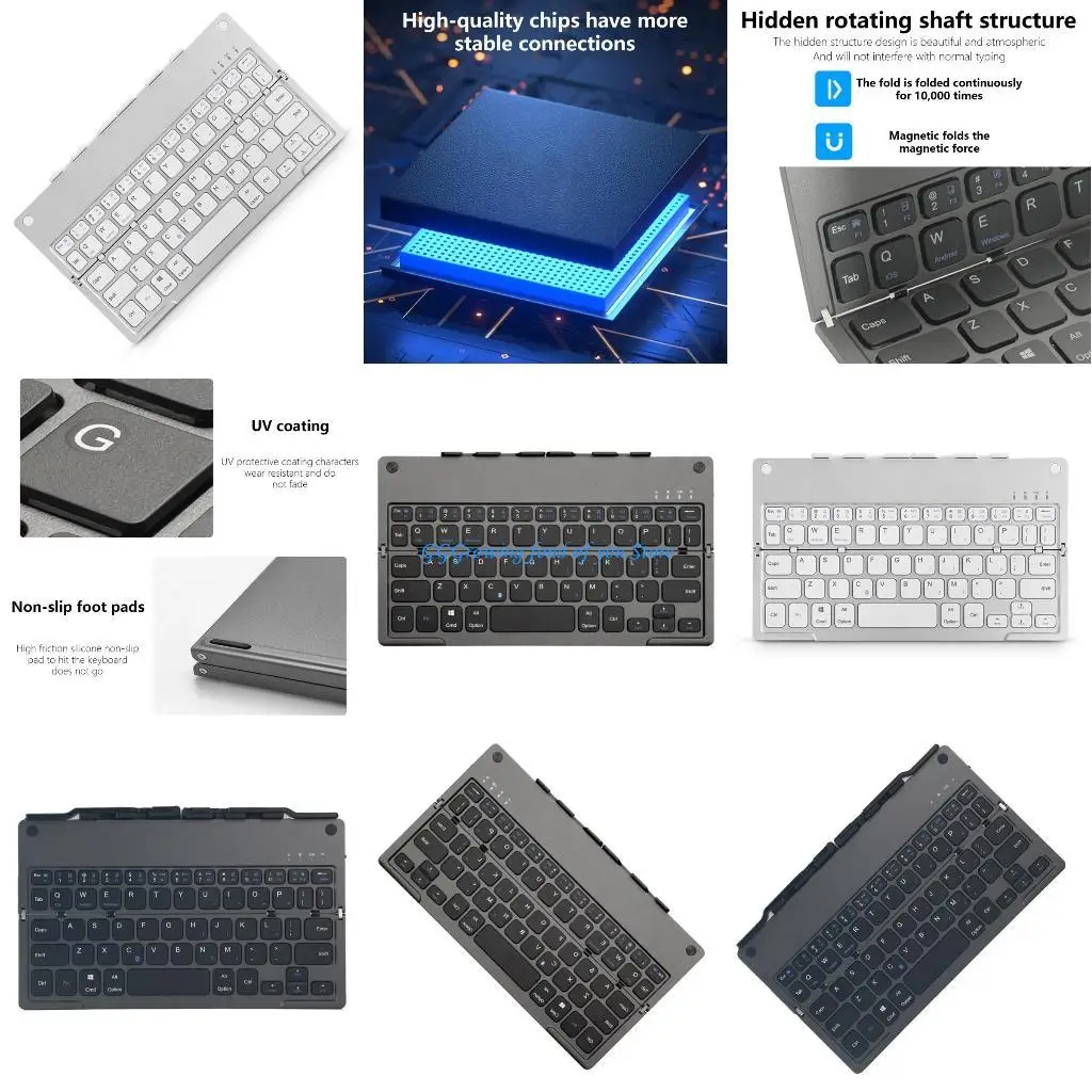 

H9EB B048 Wireless Keyboard,Quick Charging and Quiet Folding with Stand