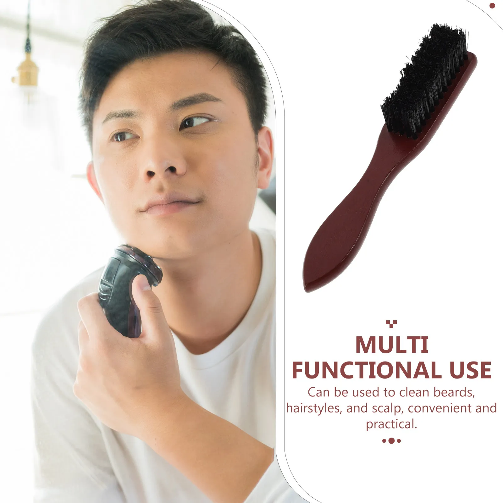 Wooden Beard Brush for Men Vintage Style Solid Wood Construction Soft Dense Bristles Beard Cleaning Hair Styling Scalp Massage