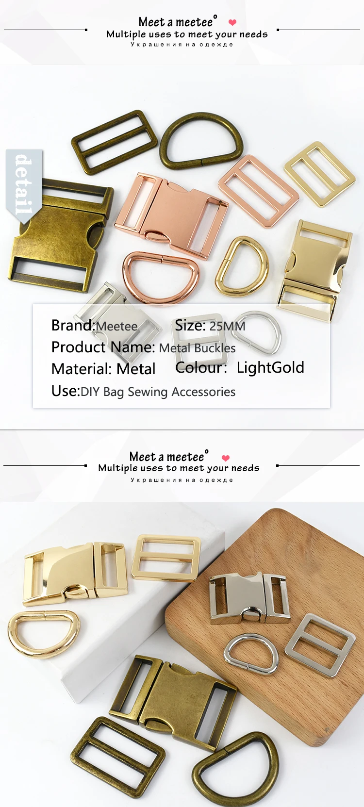 1Set 15-38mm Metall Schnallen Quick Release Schnalle D Ring Tri Glide Teller Verschluss Verschluss Tasche Strap hund Leine Haken DIY Zubehör – Detail 4