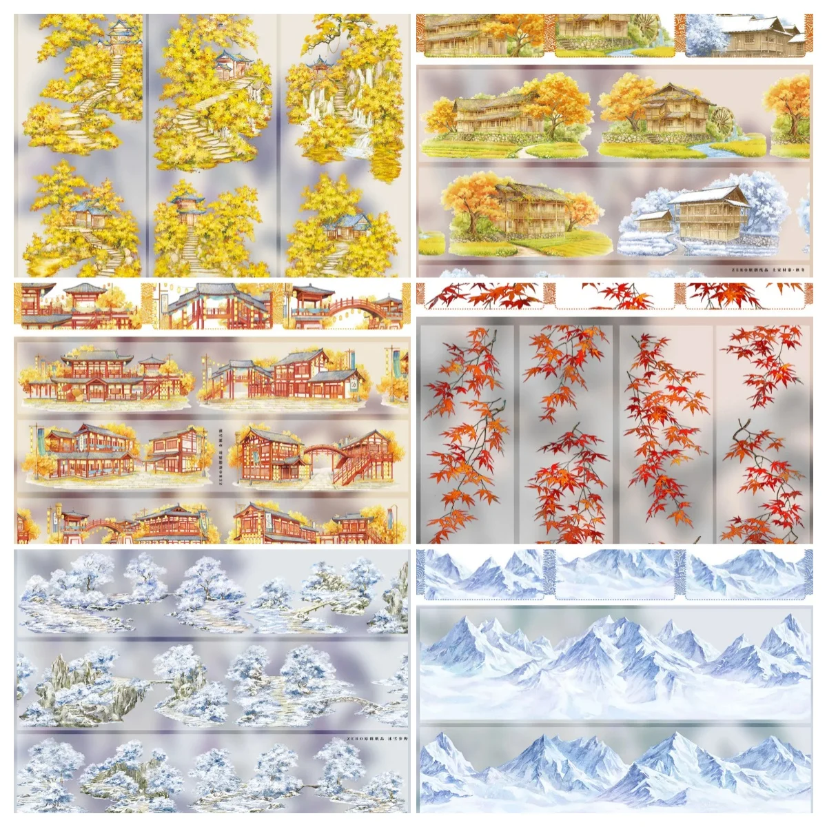 Many Designs Autumn Trees Washi Pet Tape Winter Moutain Ancient Style V1tape